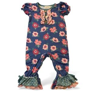Marie Nicole Floral Ruffle Romper 12-18M Girls Boutique One Piece Snaps Spring
